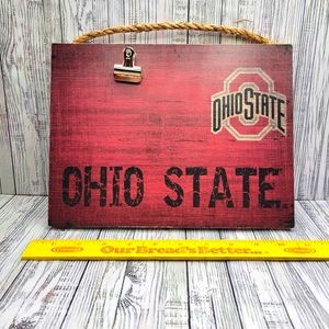 Ohio st team name clip frame.  Wood wall hanger or shelf piece.
